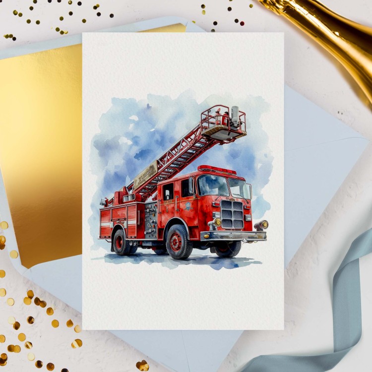 Personalizowana Kartka na eleganckim papierze z życzeniami dla strażaka - Firefighter